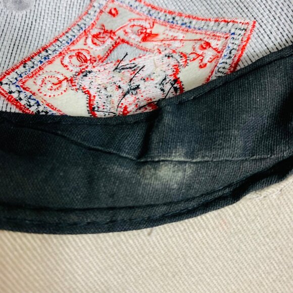 Red Dog Racing Bold Snapback Hat Red Flame Design Black Beige Cap Collector VTG - Picture 12 of 12